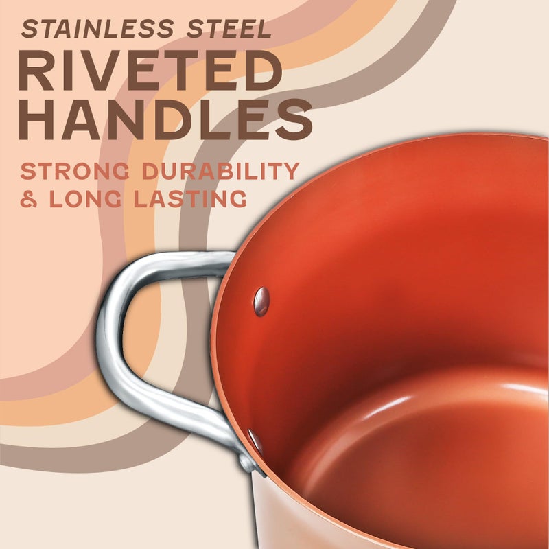 Concord Cookware كونكورد 7 QT وعاء طهي نحاسي غير لاصق من سلسلة كوبر-راميك (متوافق مع الحث) - Image 4